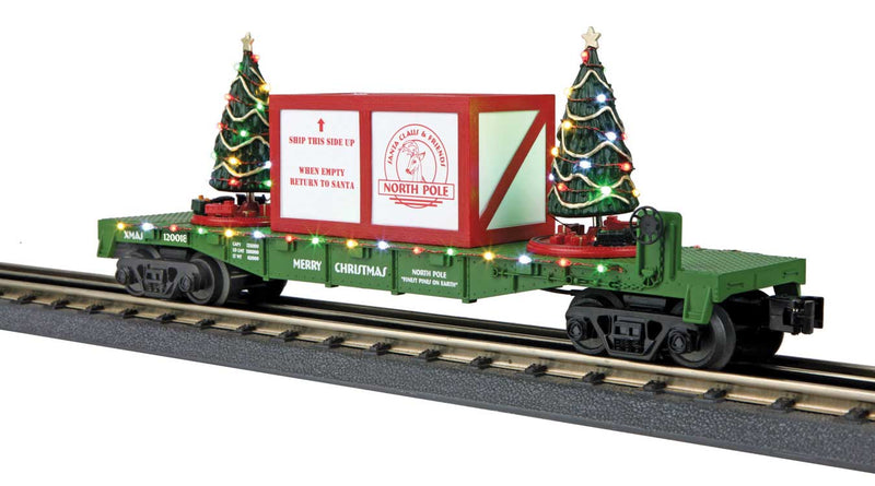 Flatcar with Christmas Tree Load -- Green 120018