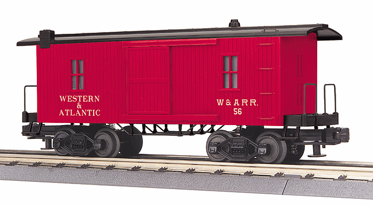 19th Century Wood Caboose - 3-Rail - Ready to Run - RailKing(R) -- Western & Atlantic #56 (Boxcar Red, black)