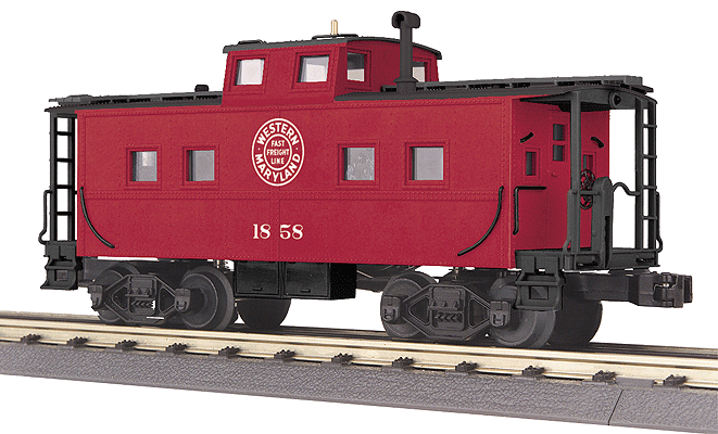 Steel Center-Cupola Caboose - 3-Rail - Ready to Run -- Western Maryland #1858 (red, black, Fast freight Logo)