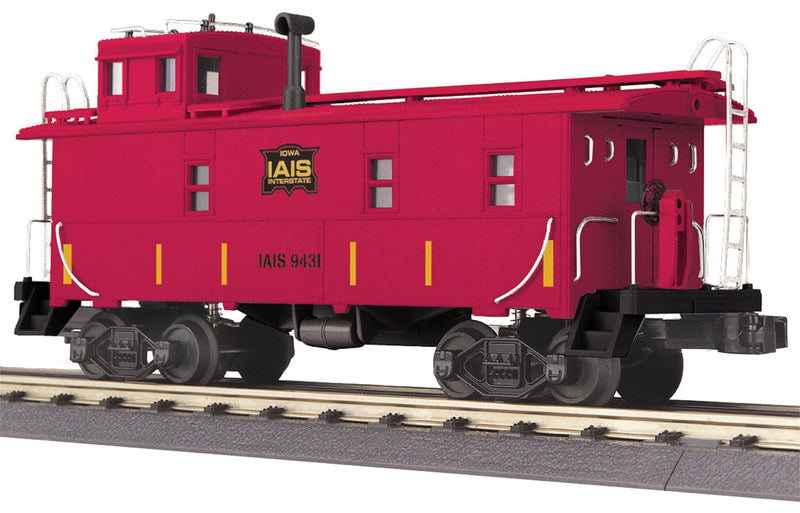 Offset-Cupola Steel Caboose - 3-Rail - Ready to Run - RailKing(R) -- Iowa Interstate #9431 (red, yellow Conspicuity Markings)