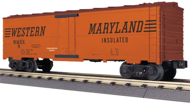 Modern Steel Ice Reefer - 3-Rail - Ready to Run - RailKing(R) -- Western Maryland #15 (orange, Boxcar Red)
