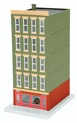 RailTown Howard Street Hotel 5-Story Hotel w/Blinking Sign -- 12-3/4 x 6-5/16 x 13-1/2"
