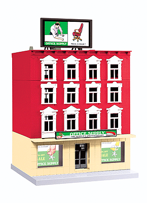 RailKing(R) 4-Story Building w/Lights - Assembled -- Office Supply 9-1/16 x 8-11/16 x 13-9/16"  23 x 22.1 x 34.4cm