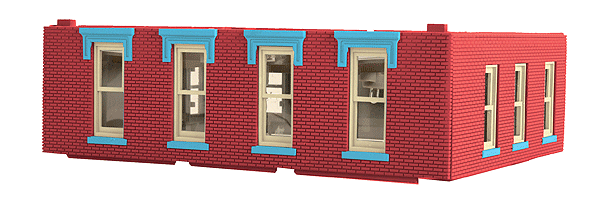 RailKing(R) City Building #1 Single-Story Addition - Assembled -- Fits A Pane in the Glass Window Repair 8-1/4 x 10 x 2-3/8"  21 x 25.4 x 6cm