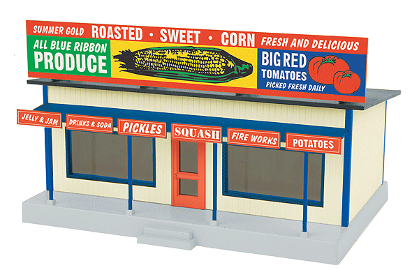 RailKing(R) Roadside Stand w/Light - Assembled -- Blue Ribbon Roasted Corn 8-1/2 x 5-7/16 x 4-1/4"  21.6 x 13.8 x 10.8cm