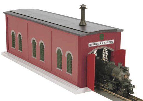 Single-Stall Brick Engine House For All O Gauge Track Systems - Assembled -- Pennsylvania Railroad 24 x 5-1/2 x 13-1/2"  61 x 14 x 34.3cm