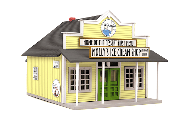 Country Store - Molly's Ice Cream Shop - RailKing(R) -- Assembled - 8-7/8 x 5-1/8 x 5-1/2"  22.5 x 13 x 14cm