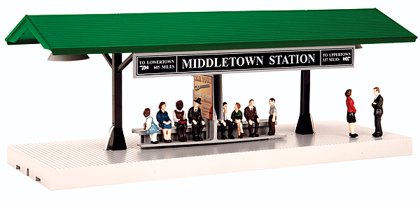 RailKing(R) Operating Station Platform - Assembled -- Middleton Station (green Roof) 10 x 3-1/2 x 4"  25.4 x 8.9 x 10.2cm