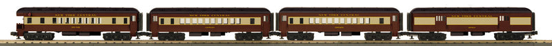 4-Car Madison O-27 Heavyweight Set - 3-Rail - Ready to Run - Rugged Rails -- New York Central (brown, cream)