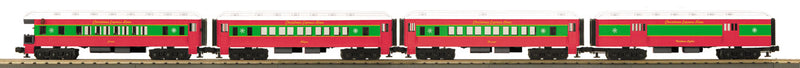 4-Car Madison O-27 Heavyweight Set - 3-Rail - Ready to Run - Rugged Rails -- Christmas Express Lines (red, white, green)