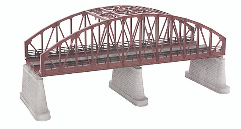 RealTrax(R) Double-Track Steel Arch Bridge w/Flashing Light- Assembled -- Rust 30 x 10-15/16 x 14"  76.2 x 27.8 x 35.6cm (Fits all O Track Systems)