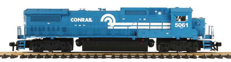 RailKing One Gauge Diesel Dash-8 Powered w/Proto-Sound 2.0 -- Conrail Narrow Nose 4-Wheel Truck