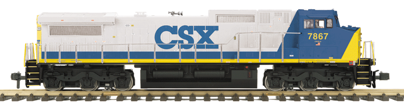 GE Dash 8-40CW w/Proto-Sound 3.0, DCC/DCS & Smoke - RailKing One Gauge -- CSX (Bright Future, gray, blue, yellow)