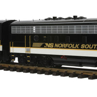 EMD F7 A-A Set w/Proto-Sound 3.0, DCC/DCS & Smoke - RailKing One Gauge -- Norfolk Southern #4270, 4271 (Executive Scheme, black, white, gold)