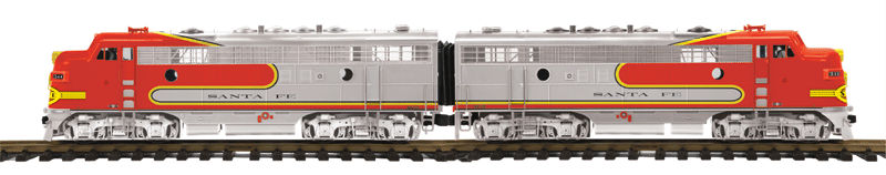 EMD F7 A-A Set w/Proto-Sound 3.0, DCC/DCS & Smoke - RailKing One Gauge -- Santa Fe #311 (Warbonnet; silver, red)