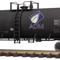 Unibody Tank Car - Ready to Run - RailKing One Gauge -- Archer-Daniels-Midland ADMX #15379 (black, blue, white, Leaf Logo)