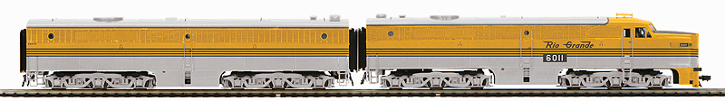 Diesel Alco PA-PB Set - Standard DC -- Denver & Rio Grande Western #6011 & 6002 (5-Stripe, silver, orange)
