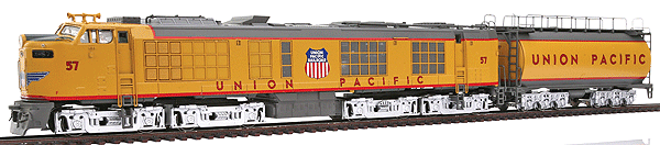 GE GTEL 4500hp Gas Turbine w/Tender - Standard DC w/ProtoSmoker System -- Union Pacific #57 (Armour Yellow, gray)