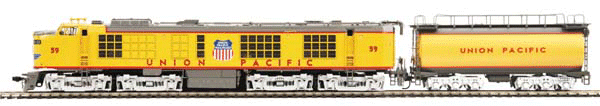 GE GTEL 4500hp Gas Turbine w/Tender - Proto-Sound 3.0, Smoke & DCC Equipped -- Union Pacific #59 (Armour Yellow, gray)