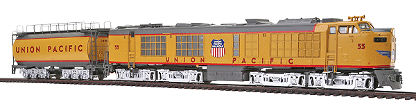 GE GTEL 4500hp Gas Turbine w/Tender - Standard DC w/ProtoSmoker System -- Union Pacific #55 (Armour Yellow, gray)