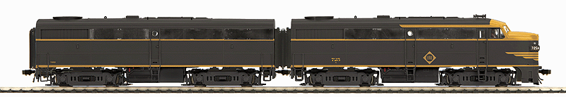 Alco FA1/FB1 Set Marklin 3-Rail w/Proto-Sound 3E+ & DCC -- Erie #725A & 725B (black, yellow Wings)