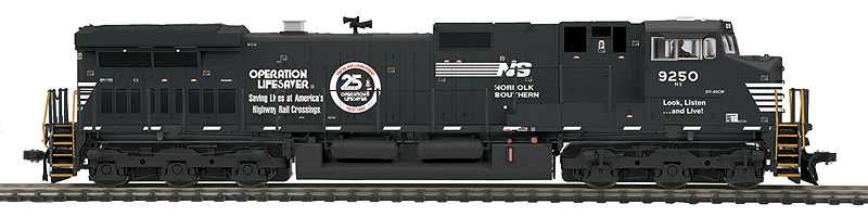 GE Dash 9-44CW - Marklin 3-Rail w/Proto-Sound 3E+ & Digital -- Norfolk Southern #9250 (black, white; Operation Lifesaver 25 Logo)