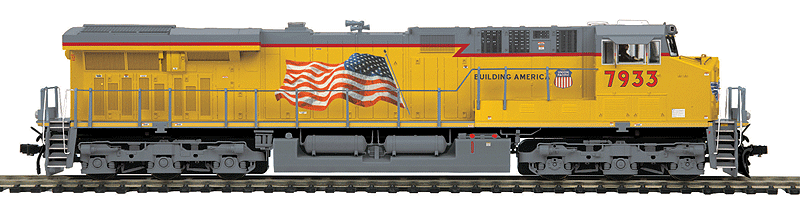 GE ES44AC w/Proto-Sound 3.0 & DCC -- Union Pacific #7933 (Armour Yellow, gray; Building America Logo & Flag)