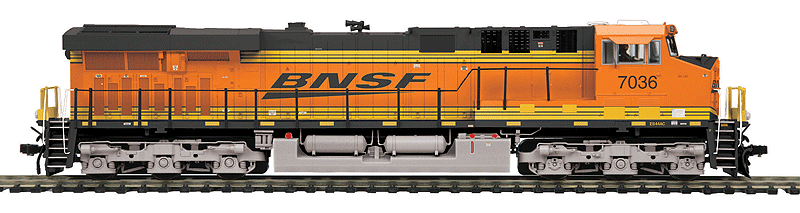 GE ES44AC w/Proto-Sound 3.0 & DCC -- Burlington Northern & Santa Fe #7036 (orange, black; Wedge Logo)
