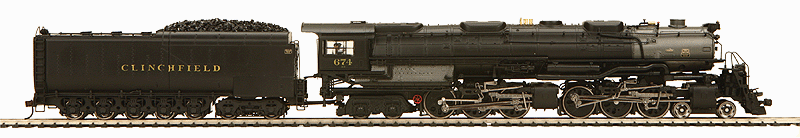 Steam 4-6-6-4 Challenger w/Proto-Sound 3.0, DCC & Smoke -- Coal Tender Clinchfield #674 (black)