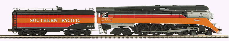 Steam 4-8-4 GS-4 - Marklin 3-Rail w/Proto-Sound 3E+, Digital & Smoke -- Southern Pacific #4444 (Daylight, orange, red, black, Large Lettering)