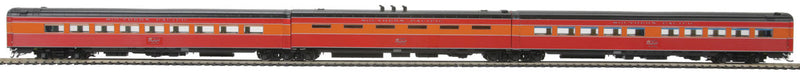 Southern Pacific Daylight P-S 3-Unit Articulated Diner - Ready to Run -- Southern Pacific #10256/10257/10258 (Daylight, red, orange, black, Lines)