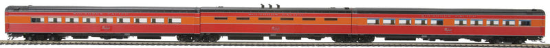 SP Daylight P-S 3-Unit Articulated Diner - Marklin 3-Rail - Ready to Run -- Southern Pacific #10256/10257/10258 (Daylight, red, orange, black, Lines)