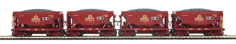 70-Ton Center Discharge Ore Car w/Load 4-Pack - 3-Rail - Ready to Run -- Duluth Missabe & Iron Range #53165, 53434, 53329, 53395 (U30 Mini Quad)