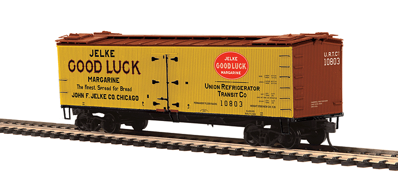 R40-2 Wood Reefer - Ready to Run -- Jelke Good Luck Margarine #10803 (yellow, Boxcar Red, red)