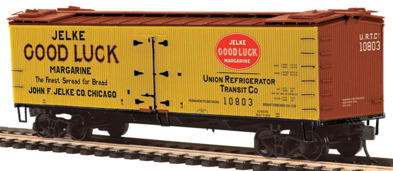 R40-2 Wood Reefer - Ready to Run -- Jelke Good Luck Margarine #10805 (yellow, Boxcar Red, red)