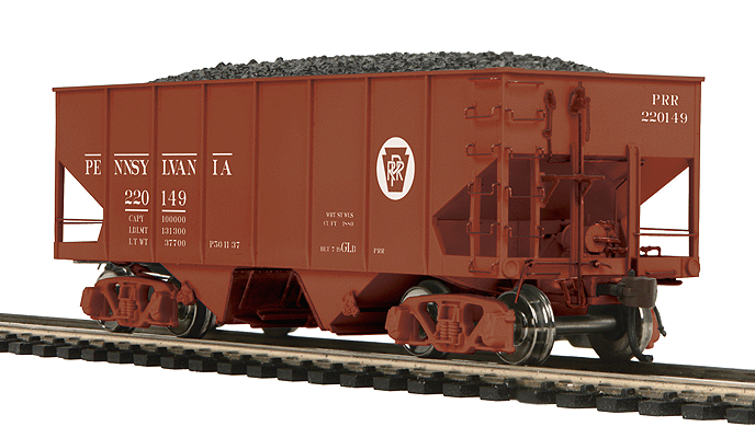 USRA 55-Ton Steel 2-Bay Hopper - Ready to Run -- Pennsylvania Railroad #220149 (tuscan, Circle Keystone)