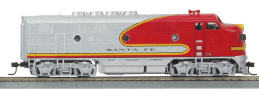 Diesel EMD F3A - Unpowered -- Santa Fe #19 (Warbonnet Scheme, silver, red)