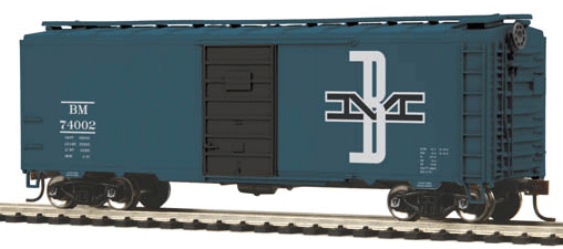 Pullman-Standard PS-1 40' Boxcar - Ready to Run -- Boston & Maine #74007 (blue, black, Large Logo)
