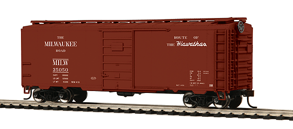 40' PS1 Boxcar - Ready-2-Rail(TM) -- Milwaukee Road #35050 (Boxcar Red, Route of the Hiawathas Slogan)