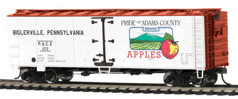 40' Steel Ice Reefer - Ready-2-Rail(TM) -- Adam's County Apples #103 (white, brown)