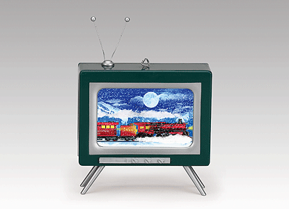 Mini Musical TV w/Scrolling Train Scene -- Green (Plays "Jingle Bells")