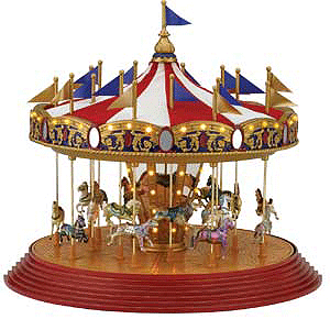 Worlds Fair Grand Carousel Music Box w/LEDs -- Plays 15 Christmas Carols & 15 Year-Round Classics (A/C Adapter Included)