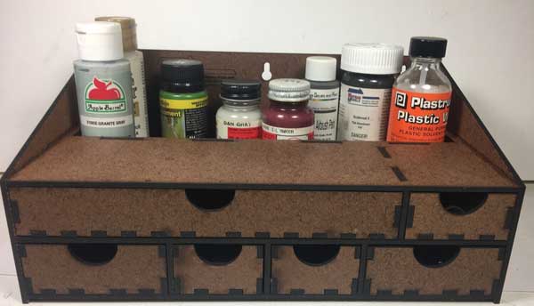 Paint Work Station - Laser-Cut Masonite Kit -- 10-1/2 x 6-1/2 x 4-3/4" 26.7 x 16.5 x 12.1cm-1