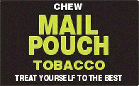 Barn Decals - Mail Pouch Tobacco Treat Yourself to the Best #2 -- Stacked Mail Pouch Name (white, yellow)
