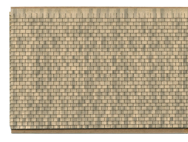 Assembled Laser-Cut Shingles 3 x 7-3/4" -- Sand Random