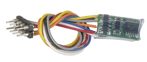 Decoders -- Z14SRP - Generic, Tiny, 1 Amp 4-Function w/8-Pin NMRA Plug