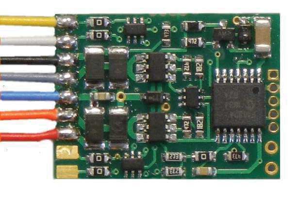 D13W 4-Function DCC Control Decoder - Wired -- pkg(4) 1.03 x .63 x .19"  26 x 16.5 x 4.7mm