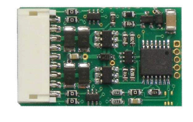 D13J 4-Function DCC Control Decoder w/9-Pin DCC Plug -- 4-Pack: 1.03 x .63 x .185"  26 x 16.5 x 4.7mm