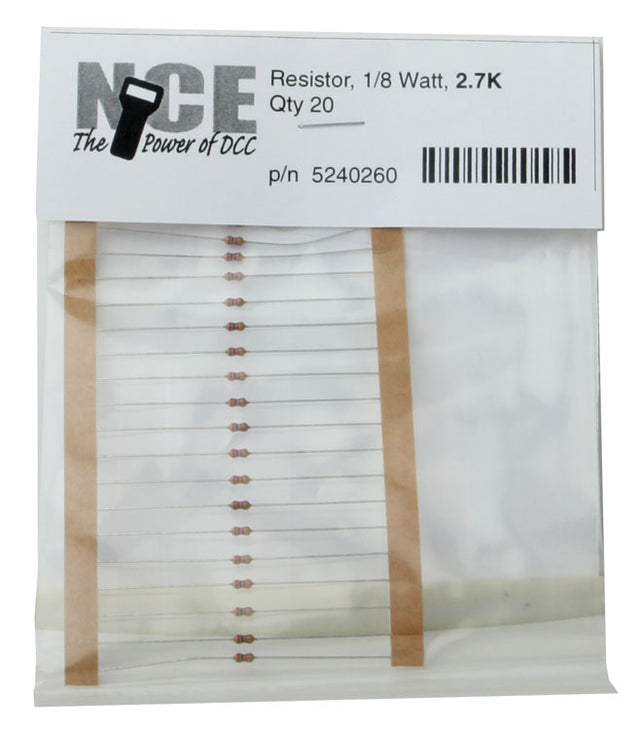 2700 Ohm Resistor -- 1/8 Watt pkg(20)