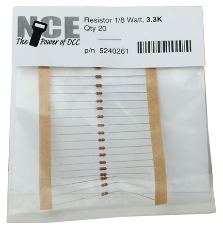 3300 Ohm Resistor -- 1/8 Watt pkg(20)